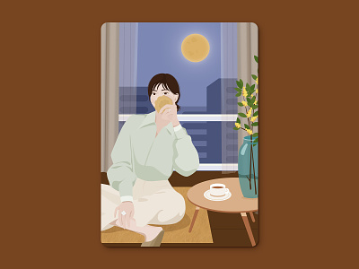 Mid-Autumn Festival girl illustration mid autumn festival moon cake woman