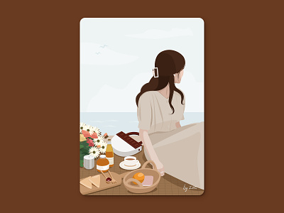 National Day-The holiday is coming cool girl illustration on vacation picnic sandy beach the holiday is coming woman