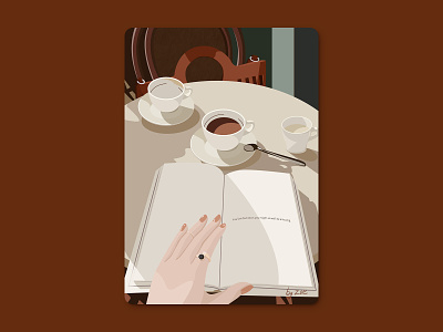 A perfect day autumn book coffee girl illustration read sunshine ui woman