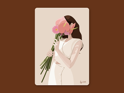 Girl and flowers autumn flowers girl girls and flowers illustration ui woman