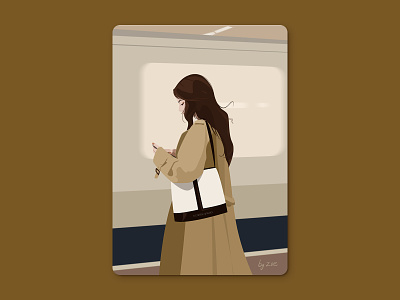 by subway by subway girl illustration late autumn train woman