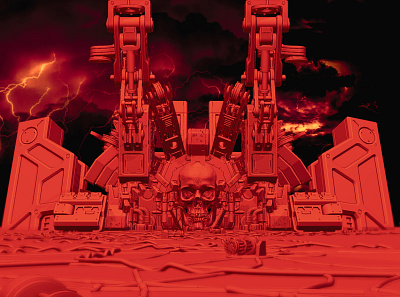 Dribble Fortress 3d 3d art blender dark design drone fortress guns illustration render skull