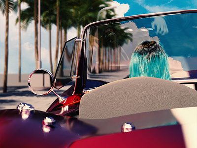 Beach Drive Teaser 3d 3d art b3d blender bright colour depth motion graphics render wip
