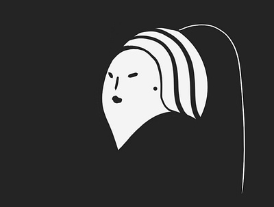 Illustration - Girl with a plastic earring art artwork black white blackandwhite design digitalart graphic design illustration ipad minimal minimalism procreate