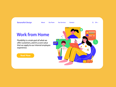 Work from home web illustration