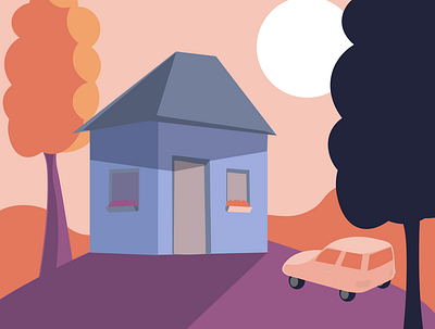 House on the hill flat illustration vector