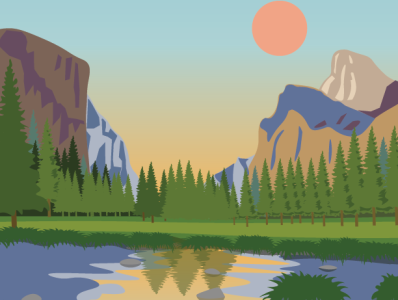 Yosemite flat illustration illustrator vector