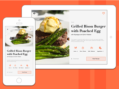 Day 9 Recipe Card Mobile Tablet flat food mobile nutrition recipe responsive restaurant ui widget