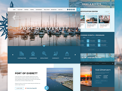 Port of Everett, WA Multi-Page Redesign alerts branding business design government homepage industry mega menu microsite service ux washington web