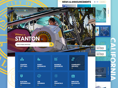 City of Stanton, CA Homepage + Interior california community design government homepage interior page service ux web