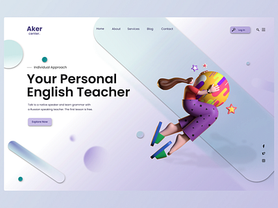 Courses of foreign languages Landing Page concept 3d abstract design minimalist ui web webdesign website design