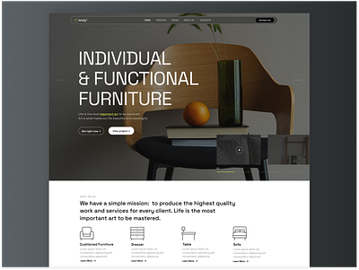 Furniture shop / online store landing page web concept agency furniture grey laconic landing minimalist shop store webdesign website design