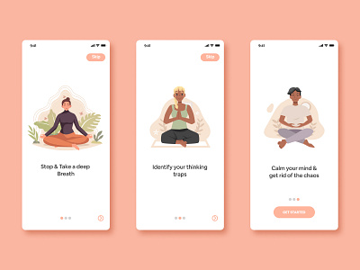 Meditation App Onboarding app dailyui dailyui23 dailyuichallenge design figma illustration minimal ui ux web