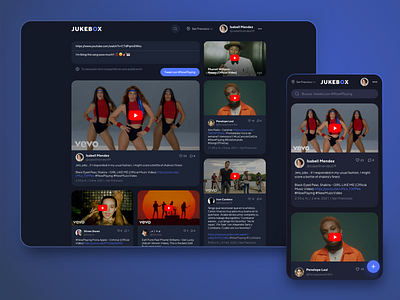 Jukebox responsive web app dark mode nowplaying twitter ui ux web design youtube