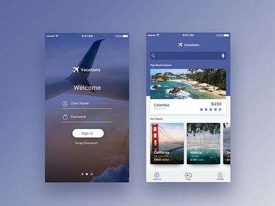 Mobile App app ios mobile ui ux vacations