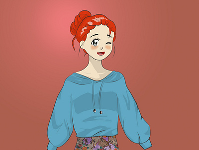 anime chara girl anime girl batik characterdesign coloring design illustration