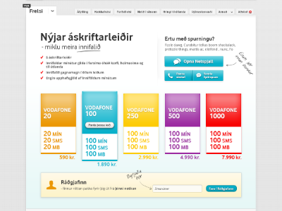 New subscriptions for @vodafone.is clean color fun grunge open sans pricing table typography vodafone web web design