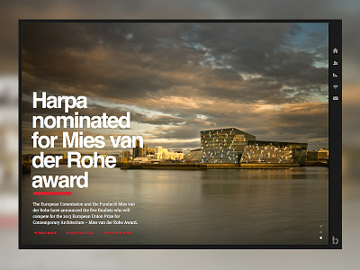 Arkitekt architect design front page fullscreen helvetica iceland icons meta serif red scandinavia web design