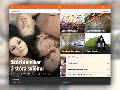 Ljósanótt - Front page design festival fullscreen grid tiles web design whitney