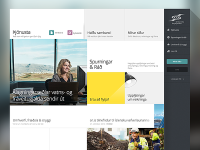 A front page for Reykjavik Energy Company (OR) boxes flat icons open sans tiles