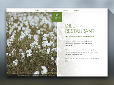 Dill Restaurant 5050 menu nature restaurant simple single page split screen