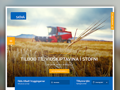 The new Sjóvá front page redesign button contact corporate forms frame front page iceland insurance layout redesign