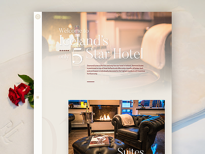 Diamonds Suites, first 5 star hotel in Iceland hero hospitality hotel iceland list navigation one pager parallax serif