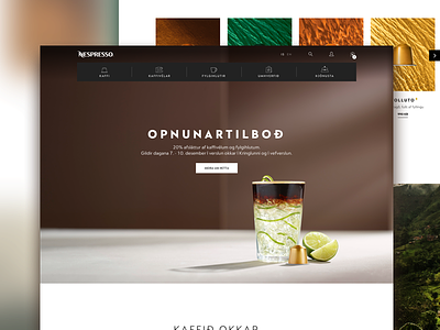 Nespresso e-commerce site coffee design digital ecommerce front page iceland