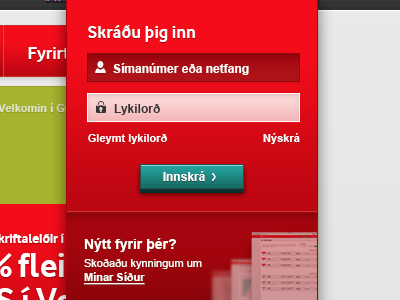 new login window for Vodafone