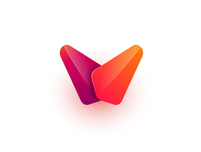 Letter W logo design in fluent style 2020 3d app branding branding design clean company logo fluent fluent design glossy illustraion logo logotype material design modern origami red shadow ui w letter