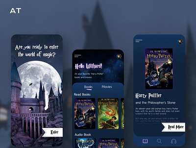 Application concept for reading and listening to HP books design hp illustration ui ux