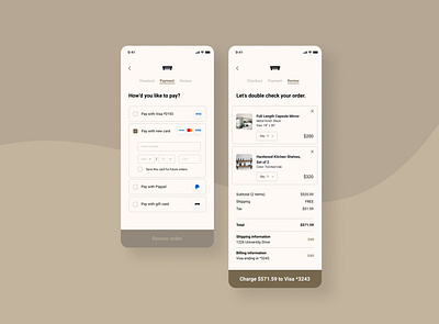 Furniture Mobile App Checkout - Daily UI 002 app daily ui dailyui dailyui 002 dailyui002 dailyuichallenge design flat illustrator typography ui ux vector