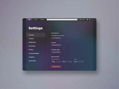 Settings of Streaming Website - Daily UI 007 007 app daily 100 challenge daily ui daily ui 007 dailyui dailyui 007 dailyui007 dailyuichallenge design iphone music settings streaming streaming app typography ui user experience user interface ux