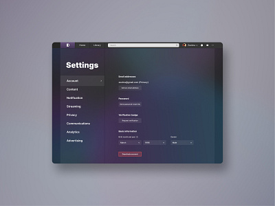 Settings of Streaming Website - Daily UI 007