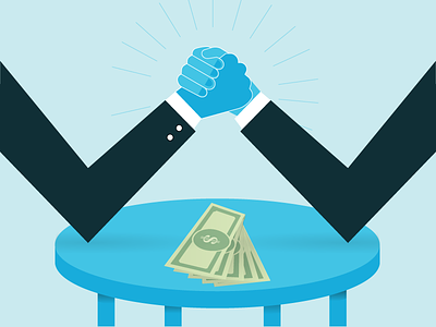 Salary Negotiation Illustration blues business fight graphic illustration money negotiation suits table