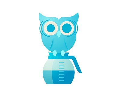 Night Owl animal awake blue coffee gradient hyper icon illustration owl