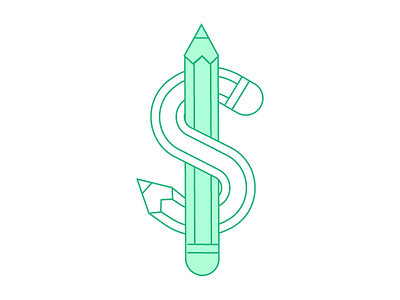 $ Pencils dollar graphic green icon illustration line money pencil price