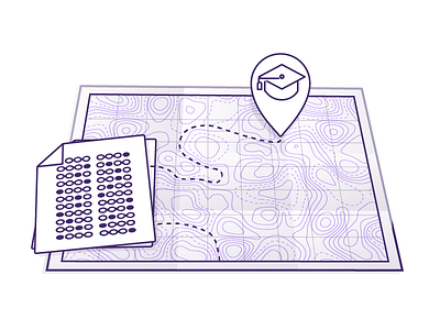 Guide To New Sat Illustration (revised) education graphic icon illustration line map nav paper purple