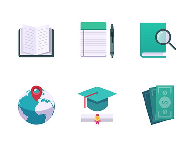 More Education Icons blue book creative flat globe green icon icons money school ui write