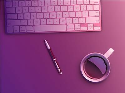 Purple Workspace coffee comp design desk landing page pen purple vector work