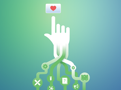 Marketing eBook Illustration blue cursor flat graphic green hand heart icons illustration like red