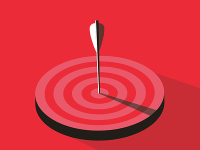 Target arrow focus illustration isometric red shadow success target