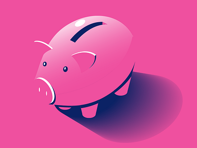piggy bank bank graphic illustration isometric money pig pink shadow