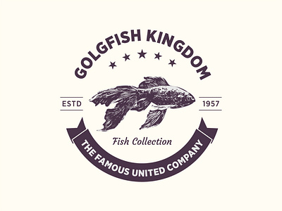 Illustration gold fish vintage logo