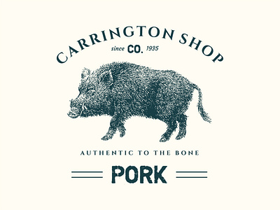 Illustration pork vintage logo vector