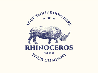 Rhinoceros vintage logo africa beast black cartoon creative design emblem face fat illustration mascot nature rhino safari strong stylised tattoo vector vertebrate wildlife