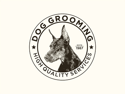 dog grooming vintage logo