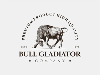 illustration bull gladiator vintage logo angry animal bull character classic engraved engraving gladiator graphic illustration logo luxury monochrome retro vintage wild wildlife