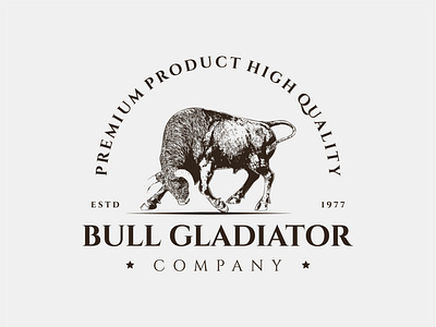 illustration bull gladiator vintage logo