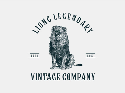 illustration lion vintage logo